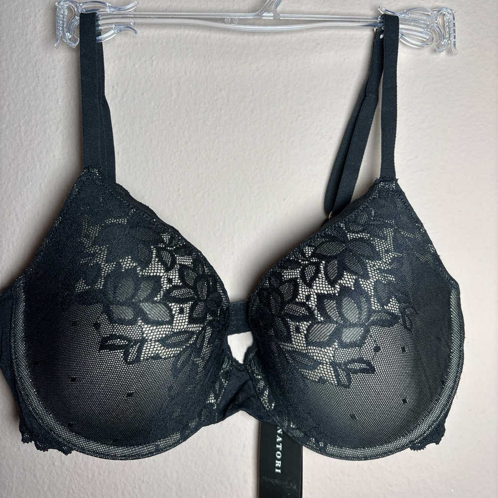 NATORI 731252 Sheer Glamour Full Fit Contour Underwire Lace Bra BLACK 32D NEW